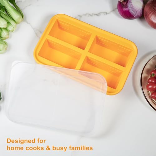 Bangp 1-Cup Silicone Freezer Molds with Lid for Soup Ice Cubes,2 Pack