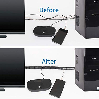 10FT Cable Management Sleeve EZ Cord Bundler 1" Diameter w/Zip Clip Zipper Wire Wrap Cord Organizer Cable Tube Hider Flexible & Expandable Home & Office Wire Concealer for PC TV Computer Cinema