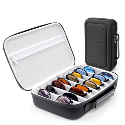Krypthos Travel Sunglasses Organizer Case, Portable Eyeglasses Storage Box Eyewear Glasses Display Case for Men Women