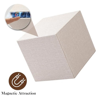 VZZNN 2 Pack Tissue Box Cover Square - Modern Cube Tissue Holder with Magnetic Base, Decorative Tissue Organizer for Bathroom Vanity, Dresser, Countertop, Bedroom, Office, and Car, Beige