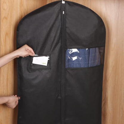 KEEGH 40 inch Suit Cover Bags for Men, Black Garment Bags (Set of 10) | Clear Window, Label Pocket, Garment Bags for Hanging Clothes, Suit Bags for Closet Storage, Clothes Cover for Travel