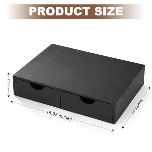 Wooden K Cup Organizer Coffee Pod Storage Box, Coffee Pod and Tea Bag Holder,Kcup Drawer Coffee Maker Stand,Home Kitchen Counter Holds Up to 30 Pods Capacity (2 Drawer) (Elegant Black)