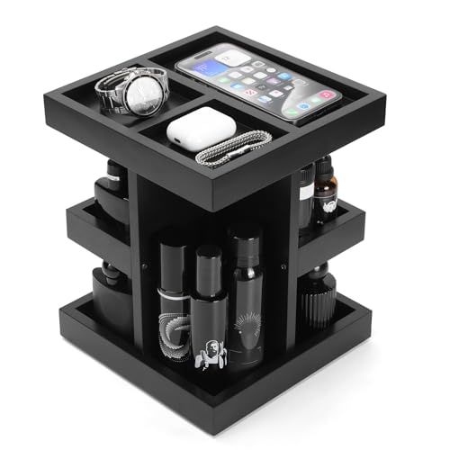 Cologne Organizer for Men,Anniversary Birthday for Mens Gift,Black | Easy Installation,360° Rotating,Boyfriend Husband Dad Gift,Mens Room Decor for Desk,Bathroom Countertop,perfume,Accessories