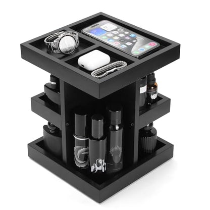 Cologne Organizer for Men,Anniversary Birthday for Mens Gift,Black | Easy Installation,360° Rotating,Boyfriend Husband Dad Gift,Mens Room Decor for Desk,Bathroom Countertop,perfume,Accessories