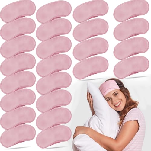 24 Pack Blindfold Eye Mask Cover Sleep Mask for Party Games Travel Sleep Team Build Party Supply with Adjustable Strap for Women Men Kids, Pink