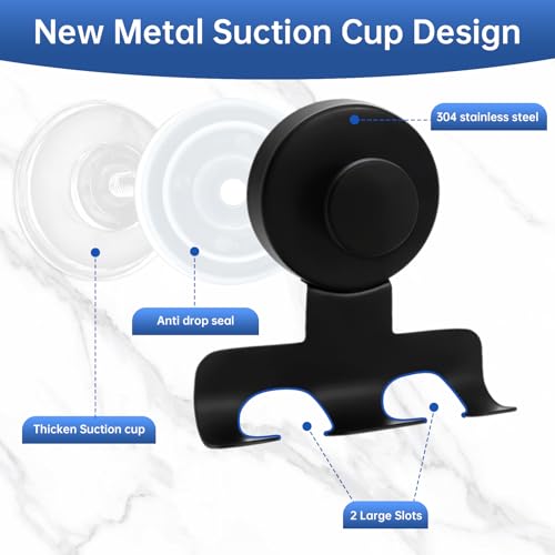 Stainless Steel Suction Cup Razor Holders Hooks for Shower, 3 Pack Metal Removable Towel Hooks for Bath Robe Loofah Wreath Hook for Hanging.