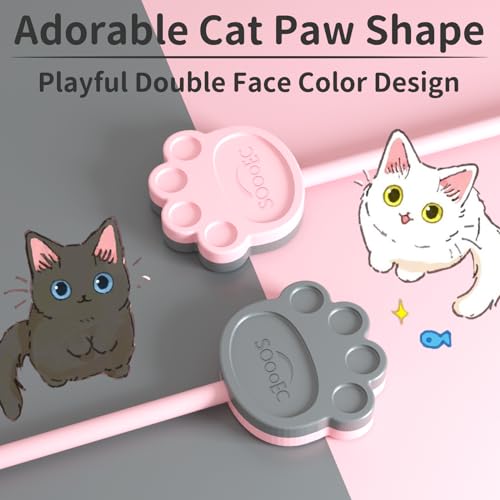 Magnetic Cable Ties 24 Pack, Dual-Color Cat Paw 7.2" Silicone Ties | Strong Magnet Hold / Embedded Safe Magnet / Easy Slide Open / Flex Silicone / Dual-Color Cat Paw / Multi Use / Fridge Magnet