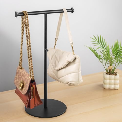 niffgaff T Bar Adjustable Purse Display Stand for Lanyard, Long Necklace, Jewelry, Black