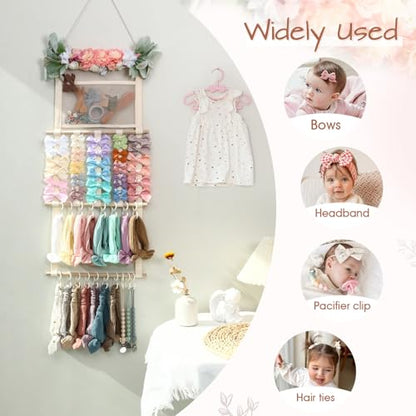 POVETIRE Headband Holder Hair Bows Organizer for Girls, Hair Accessories Display Storage Wall Hanging Decor for Baby Nursery Toddler Girls Room