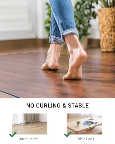 Area Mat for Hard Floors, 5'×7' Transparent PVC Area Rug for Home, Waterproof Durable Protector for Dining Room, Kitchen, Living Room, Large No-Slip Baby Play Mat for Floor, Pet Litter Pad