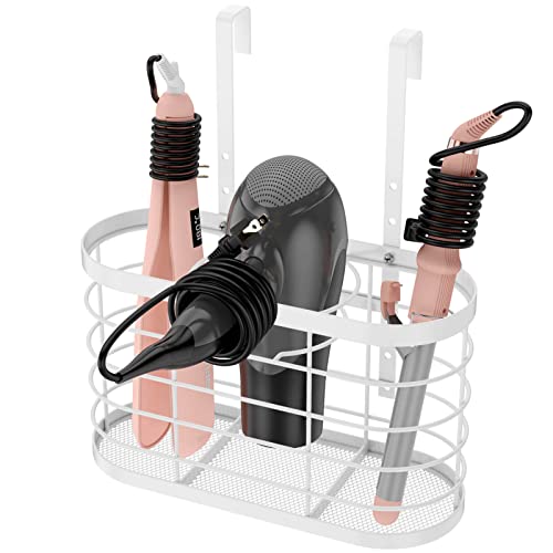 Hair Dryer Holder 3 in 1 Hair Tool Organizer - Blow Dryer Holder | Djustable Height Wall Mounted/Cabinet Door Bathroom Organizer Under Sink for Hair Dryer, Flat Irons, Curling Wands