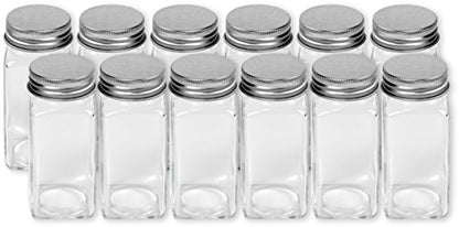 Simple Houseware Spice Jars 4-oz Square Glass Bottles, 12 Pack