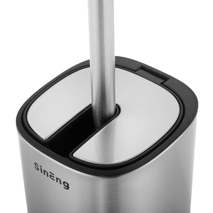 Toilet Brush Holder Set Toilet Bowl Brush Stainless Steel Automatic Open lid Toilet Bowl Cleaner Brush with Durable Bristle Head Toilet Cleaning Brush for Bathroom