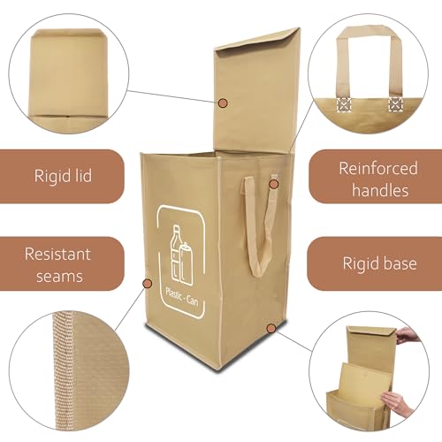 NYIKA - Recycling Organizer - Reusable Recycling Bags - Recycling Sorter - Trash Sorting Bins - 2 Compartment Recycle - Pack of 2 Bags with Lid
