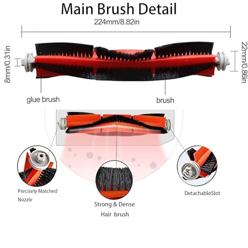 Replacement Accessories kit For Dreametech W10 Pro/W10 Robot Vacuum | Parts include: 1 Main brush 2 Side brush 2 Filter 2 Mop mat with stand