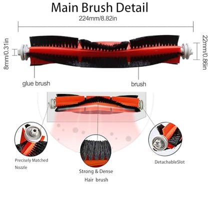 Replacement Accessories kit For Dreametech W10 Pro/W10 Robot Vacuum | Parts include: 1 Main brush 2 Side brush 2 Filter 2 Mop mat with stand