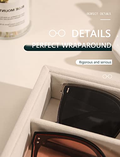 Coward Sunglass Organizer, Beige Velvet Glasses Trays - Eyeglasses Watches Jewelry Display - Men Women (8 Grids)