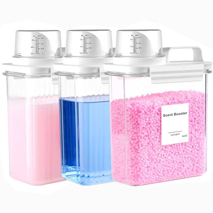 64 OZ Laundry Detergent Dispenser, Liquid Laundry Soap Dispenser, Fabric Softener Dispenser, Scent Booster/Laundry Powder Holder & Container, Laundry Room Organization and Storage, 3PACK