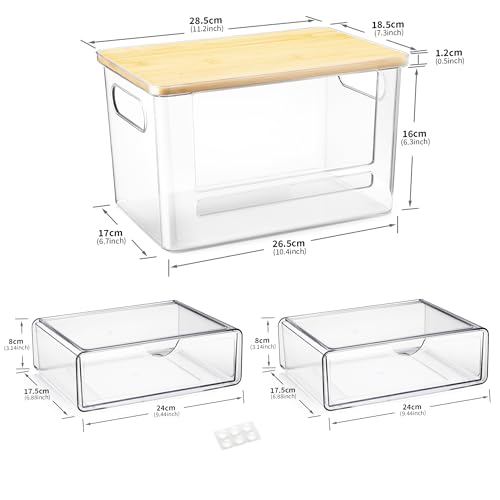 3Pcs Extra Large Laundry Room Organization and Storage, Stackable Storage Drawers, Trash Bag Holder Under Sink, Garbage Bag Dispenser Roll Holder for Vanity, Bathroom,Cabinet,Desk Organization