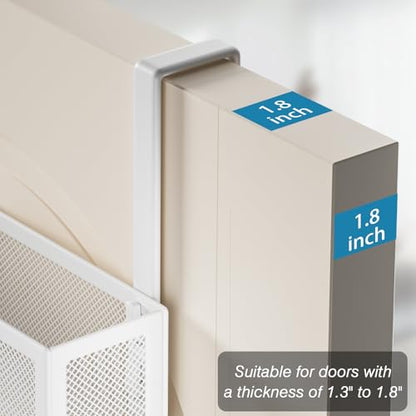 Over the Door Hooks Organizer,Door Hanger Fits Doors 1 3/4" White | 12 Coat Hooks and 2 Mesh Basket,Space-Saving,Back Storage Organizer,Over The Door Towel Rack,for Bathroom,Bedroom,Kitchen
