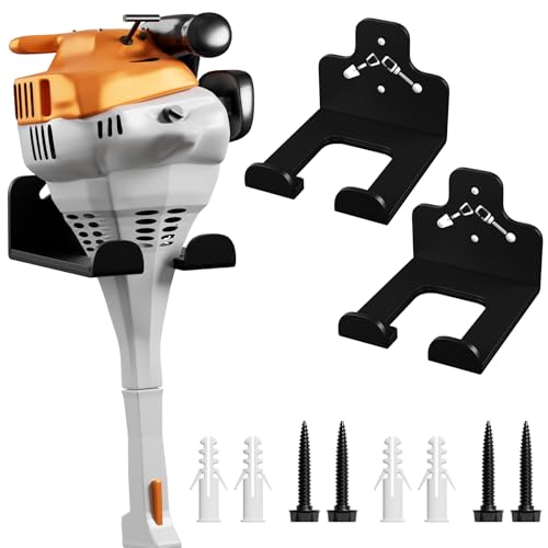 Garage Organizer Trimmer Rack Wall Mount, Weedeater Hanger, Black, 2 Pack | Heavy Duty Garage Power Tool Hanger,Weed Wacker Holder Wall Mount for Grass Trimmer,Hedge Trimmer,Garage Trimmer,Garden Tools