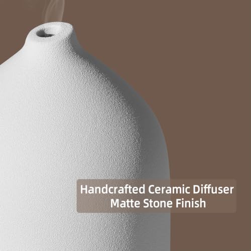 200ML Ceramic Essential Oil Diffuser for Home, Stone Diffuser | Ultrasonic Aromatherapy Diffuser & Air Humidifier for Bedroom, Office, Yoga, 7 LED Lights, Auto Shut-Off, 3 Timers,Wood Grain