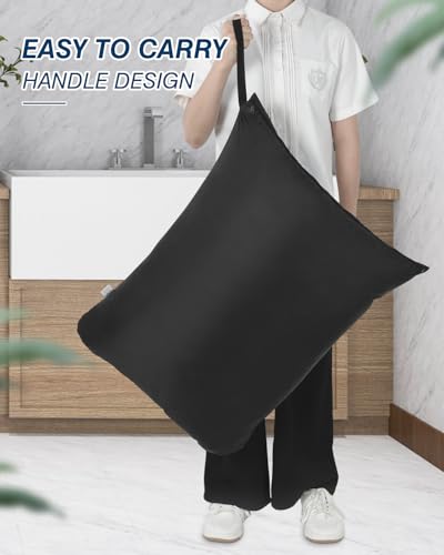 2Pcs Large Laundry Bags 24x32 inch Wet Dry Bag Reu... (Black | Oxford Cloth)