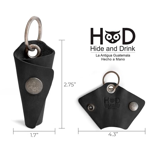 Hide & Drink Full Grain Leather Wrap Keychain, Organizer Snap Closure, Key Ring Cover, Silencer Sleeve Key Holder for Men