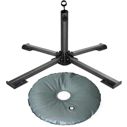 AMMSUN Foldable Portable Beach Umbrella Stand, Patio Umbrella Base Holder | Outdoor Sunshade Anchor, with Weight Bag, Rust-Free Tempered Iron Umbrella Stand for Courtyard, Garden, Beach, Lawn, Fishing