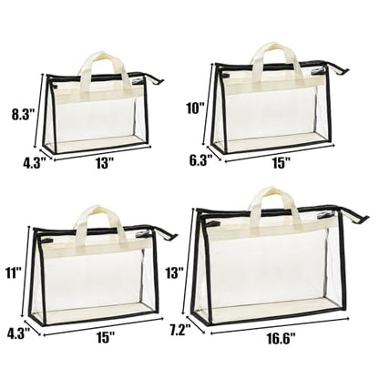Peohud 12 Pack Clear Handbag Storage Organizer, Dust Bags for Handbags, Transparent Purse Organizer for Closet, Hanging Handbags Dust Cover Bags with Zipper, Handles and Hooks