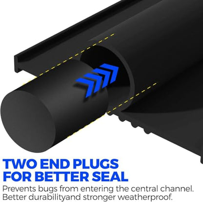 Holikme Garage Door Bottom Seal, EPDM Rubber Weather Stripping 22Ft Black | Fits 5/16" T-Track, 3.74" Width, Dual End Plugs, Ideal For Threshold Ramps, Weatherproof Rain & Draft Barrier, Temp Resistant