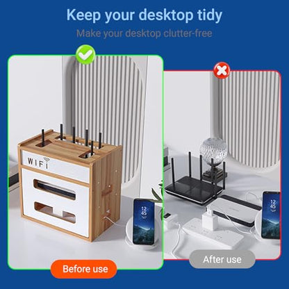 Catekro WiFi Router Storage Box, WiFi Cabinet to Hide Router and Modem | Router Cover Decorative Box for Office and Home