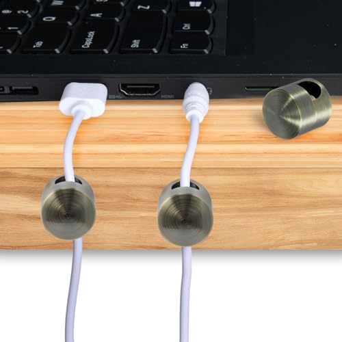 SmallCat 6Sets Charger Holders for Cords, Antique Copper Adhesive Cord Clip | Metal Cord Clips, Cable Anchor Holders, Adjustable Cable Management Wire Organizers for Desk, Office, Nightstand