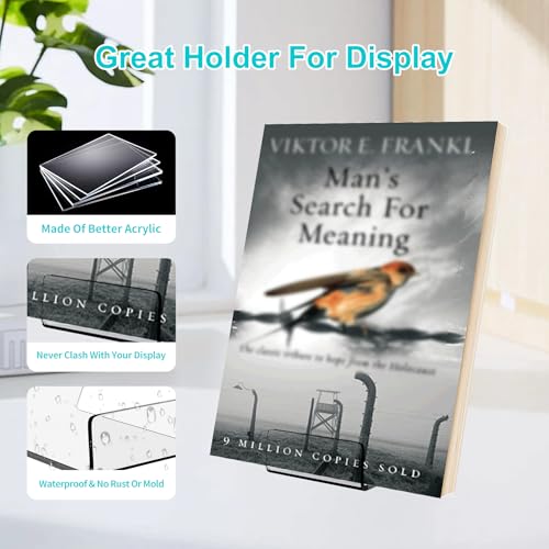 Boloyo Acylic Upright Display Stand, 6PC 4 Inch Clear Display Holder Easel Base Picture Frame for Home Office School Store to Display Book, Vinyl Record, Album, LP Cover, Artworks, CDs