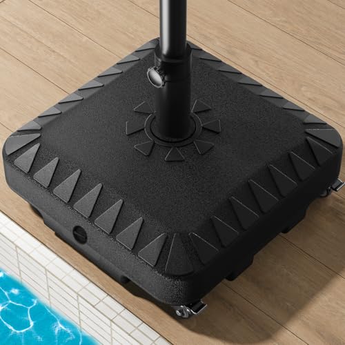 QNCZ Premium Patio Heavy Duty Black Umbrella Base with Wheel,120lb Weighted | Easy to Install, Flexible to Move, Sufficient load-bearing Capacity, Ust Fix It With Sand and Wate, Beautiful and Durable