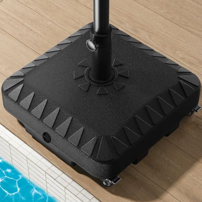 QNCZ Premium Patio Heavy Duty Black Umbrella Base with Wheel,120lb Weighted | Easy to Install, Flexible to Move, Sufficient load-bearing Capacity, Ust Fix It With Sand and Wate, Beautiful and Durable