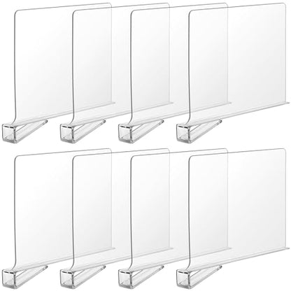 Boao 8 Pcs Shelf Dividers for Closet Organization Acrylic Clear Shelf Divider Purse Organizer Handbag Separator Bookshelf Divider for Closet Bedroom Kitchen Office Cabinet Bathroom