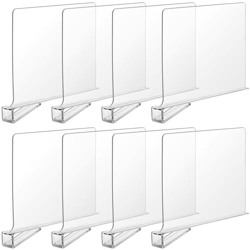 8 Pcs Shelf Dividers for Closet Organization Acryl... (8 Count | Clear | Wood)