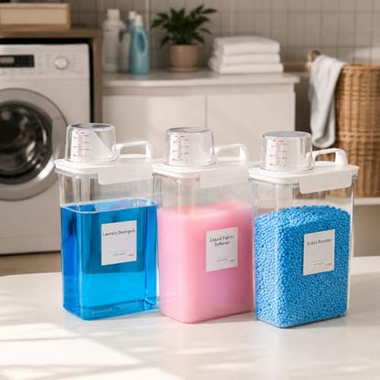 75OZ Laundry Detergent Dispenser, Liquid Laundry Soap Dispenser, Fabric Softener Organizer, Clear Plastic Powder Laundry Detergent Container, 1PACK