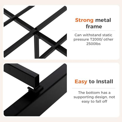 DUMOS Full Size Bed Frame Heavy Duty Metal Platform with 11.9" Under-Bed Storage, Heavy Duty Steel Slat Support with Iron-Art Headboard, No Box Spring Needed, Noise-Free, Modern Black