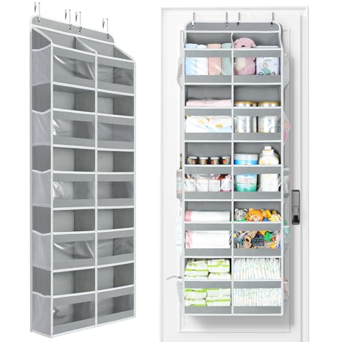 5-Tier Over The Door Organizer Dual-Column, 80lbs... (Grey | Fabric)
