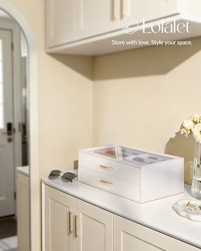Lolalet Enlarged Sunglasses Organizer for women | Multi Eyewear Storage Box, Eye Glasses Case Display Holder with Clear Lid for Eyeglass Collection