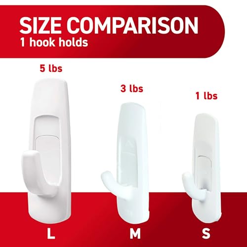 Command Medium White Hooks, 9 Hooks, 12 Strips | Damage-Free Hanging with Adhesive, Heavy Duty Hanging Great for Organization and Storage, Holds up to 3 lb
