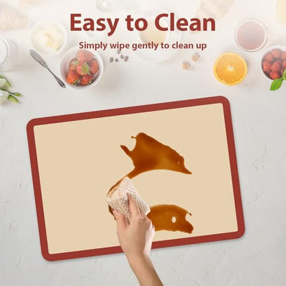 Silicone Baking Mat Set of 6, Baking Mats Silicone for Baking Sheets, Non-Stick & Reusable Silicone Mats for Baking Pastries, Macarons, Cookies, Pizza