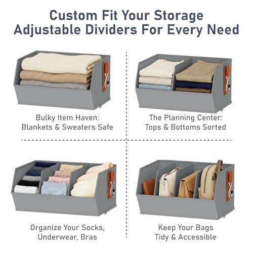 Hanging Closet Organizer Extra Large, Clothes Hanging Shelves for Closet with Divider, Collapsible Closet Storage System, Fabric Storage Bins for Home, Dorm, Rv, Sweaters, Handbags, Underwear, Sock