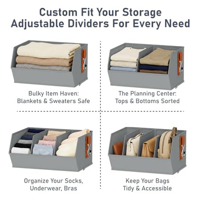 Hanging Closet Organizer Extra Large, Clothes Hanging Shelves for Closet with Divider, Collapsible Closet Storage System, Fabric Storage Bins for Home, Dorm, Rv, Sweaters, Handbags, Underwear, Sock
