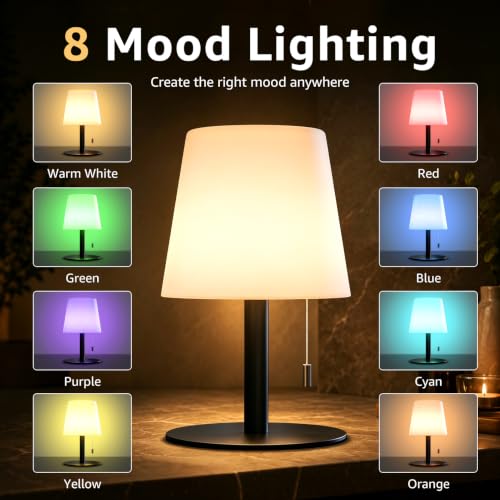 uuffoo Shower Lamp Rechargeable Cordless Light Waterproof for Bathroom Spa | Portable Battery Operated Table Lamp RGB Mood Lighting LED Night Light for Patio kitchen Camping (Black)