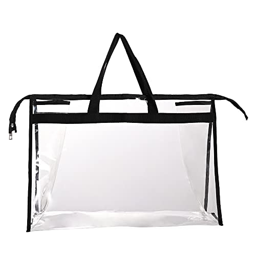 Large Zippered Clear Dust Cover Organizer Bag Beach Tote Grocery Storage Handbag Purse