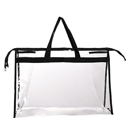 Large Zippered Clear Dust Cover Organizer Bag Beach Tote Grocery Storage Handbag Purse