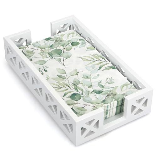Guest Towel Holder for Bathroom Napkin Holder Wood... (White | Wood)
